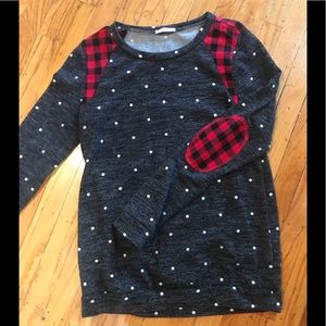 Polka Dot sweater with cute plaid detail
